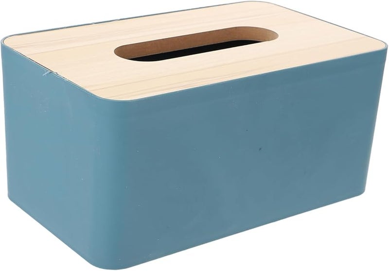 صندوق مناديل بغطاء خشبي، حامل مناديل متعدد الوظائف محمول للمنزل والسيارة والمكتب - Image 1